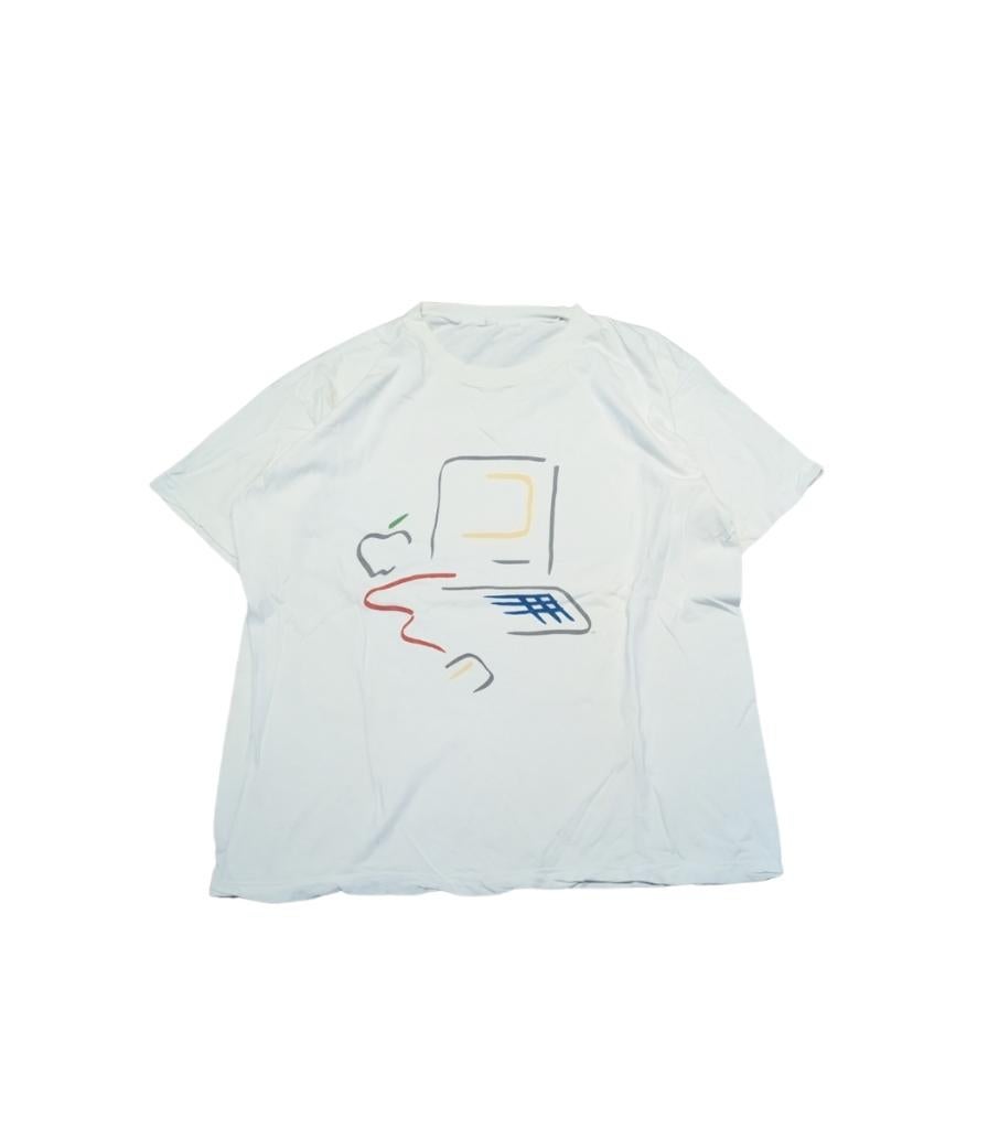 1980s Apple Inc. Macintosh Promo T-Shirt – Size Large, Maat 52/54 (L), Apple, Apple, Wit