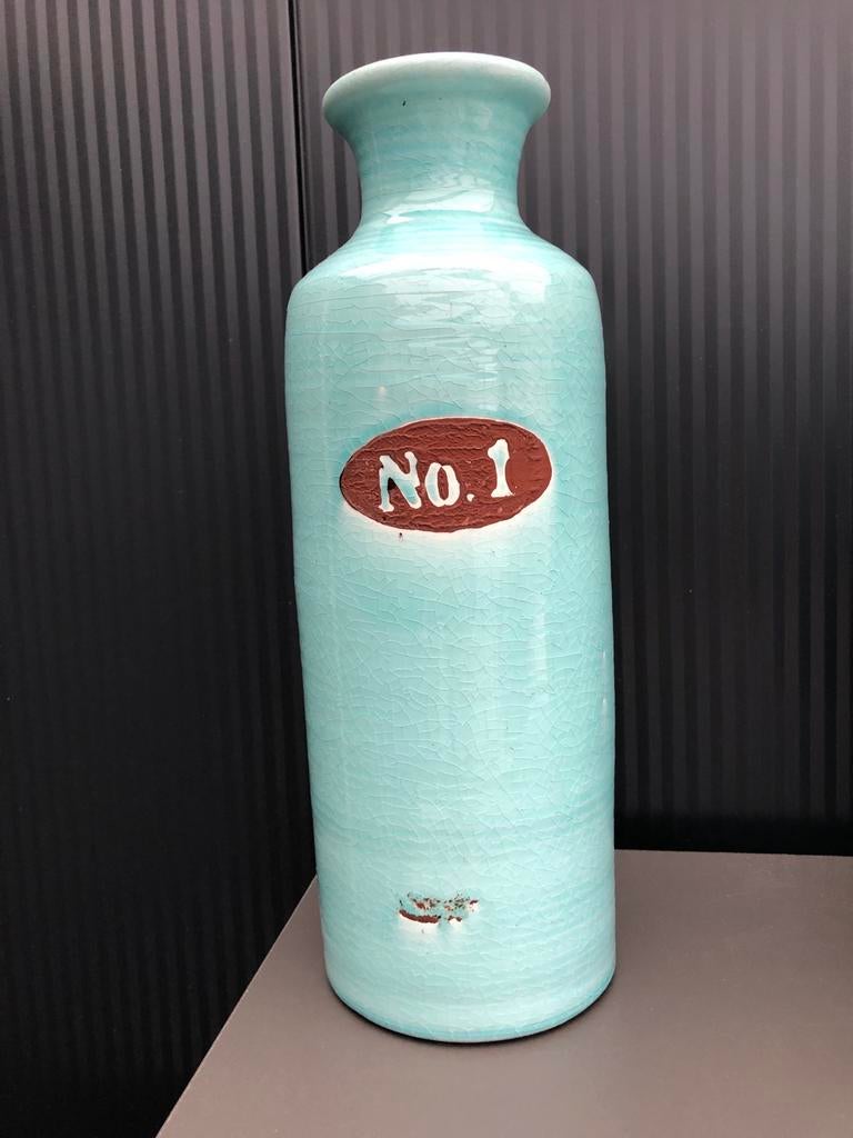Turquoise vaas, Huis en Inrichting, Woonaccessoires | Vazen, Ophalen, Gebruikt, Overige kleuren, Aardewerk of Porselein