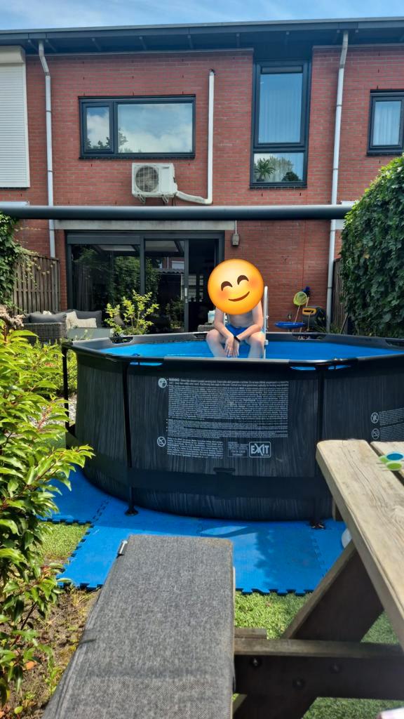 Exit frame zwembad black wood 244 x 76 cm complete set!, Tuin en Terras, Zwembaden, Zo goed als nieuw, Opzetzwembad, Minder dan 80 cm