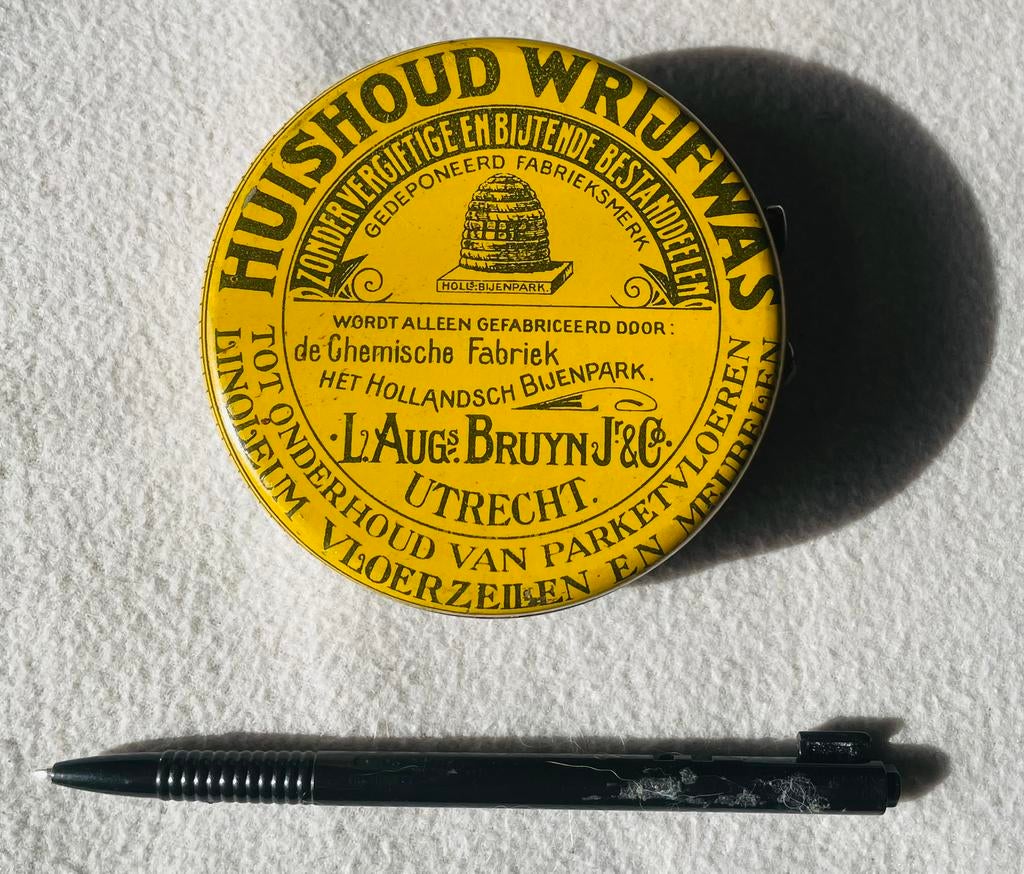 Blik Huishoud Wrijfwas van L. Augs. Bruyn Utrecht, Verzamelen, Ophalen of Verzenden, Gebruikt, Overige, Overige merken