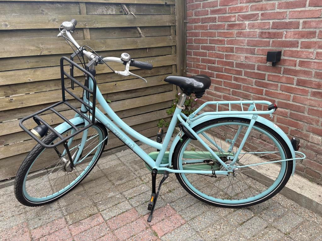 Cortina U1 Damesfiets - Lichtblauw met Voordrager, Fietsen en Brommers, Fietsen | Dames | Damesfietsen, Overige merken, Terugtraprem