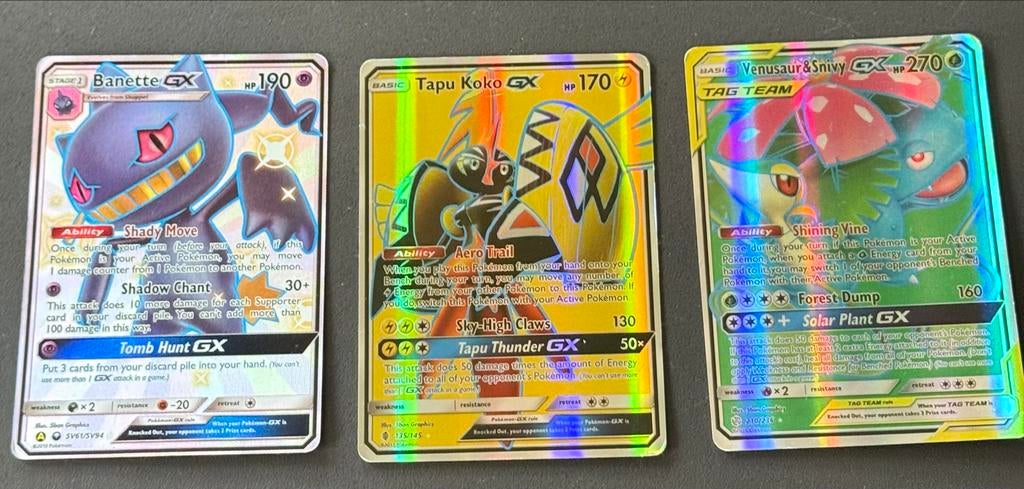 Pokémon kaarten: Venusaur & Snivy, Tapu Koko, Banette GX, Ophalen of Verzenden, Zo goed als nieuw, Meerdere kaarten, Foil