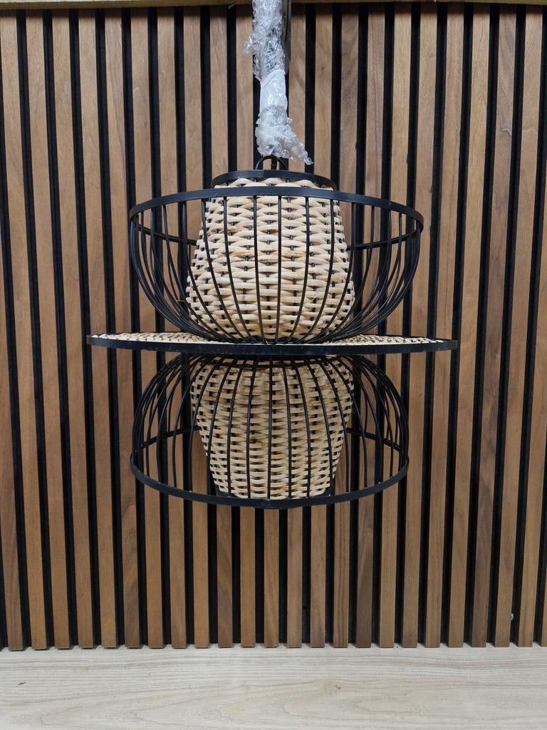 NIEUW! Hanglamp Helma Zilt metaal riet, Ophalen of Verzenden, Nieuw, Metaal, 75 cm of meer