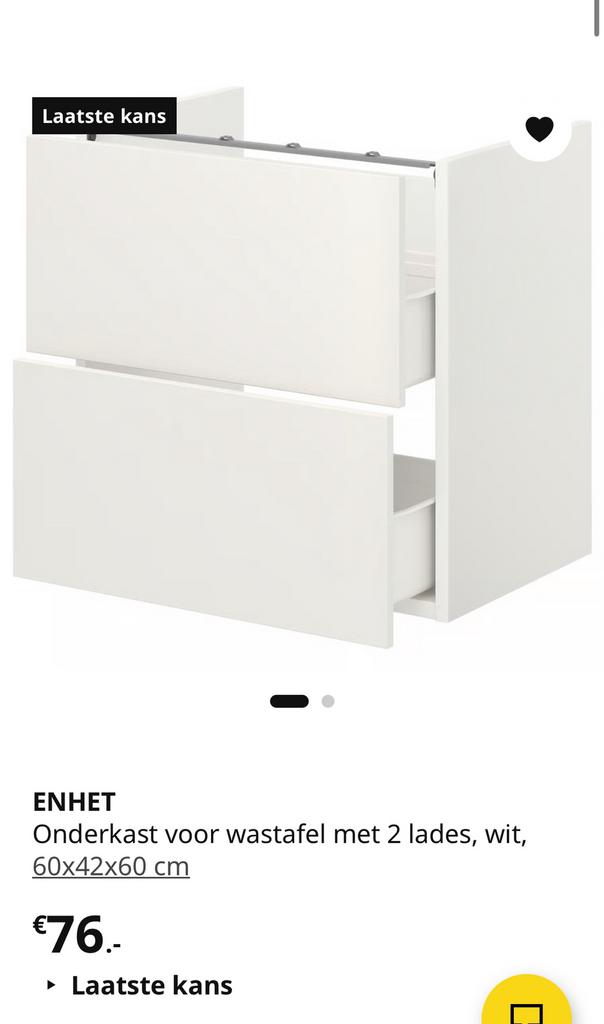 ikea enhet wastafel met lades. SPOED IVM VERHUIZING, Ophalen, 50 tot 100 cm, Zo goed als nieuw, Minder dan 100 cm