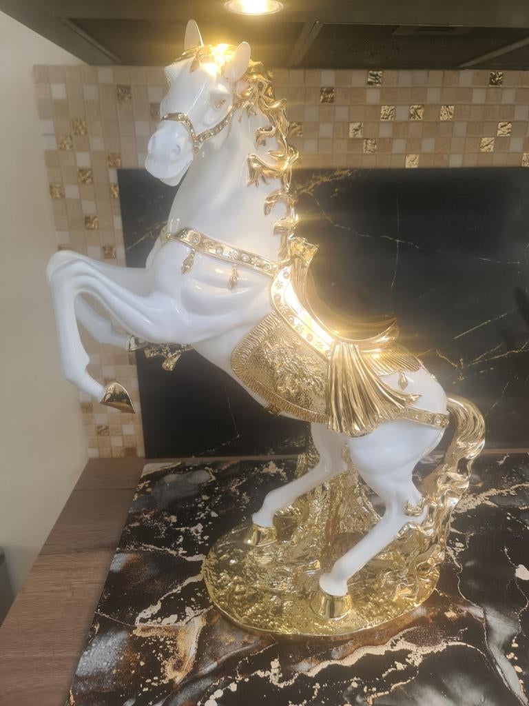 Prachtig wit paard met gouden accenten - Decoratie, Ophalen, Zo goed als nieuw, Dier