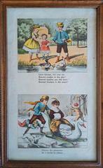 8 oud hollandsche kinderprenten ingelijst, Antiek en Kunst, Ophalen of Verzenden