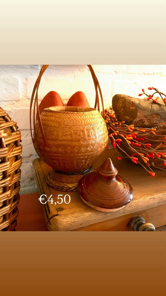 Brocante riet en hout, Ophalen of Verzenden