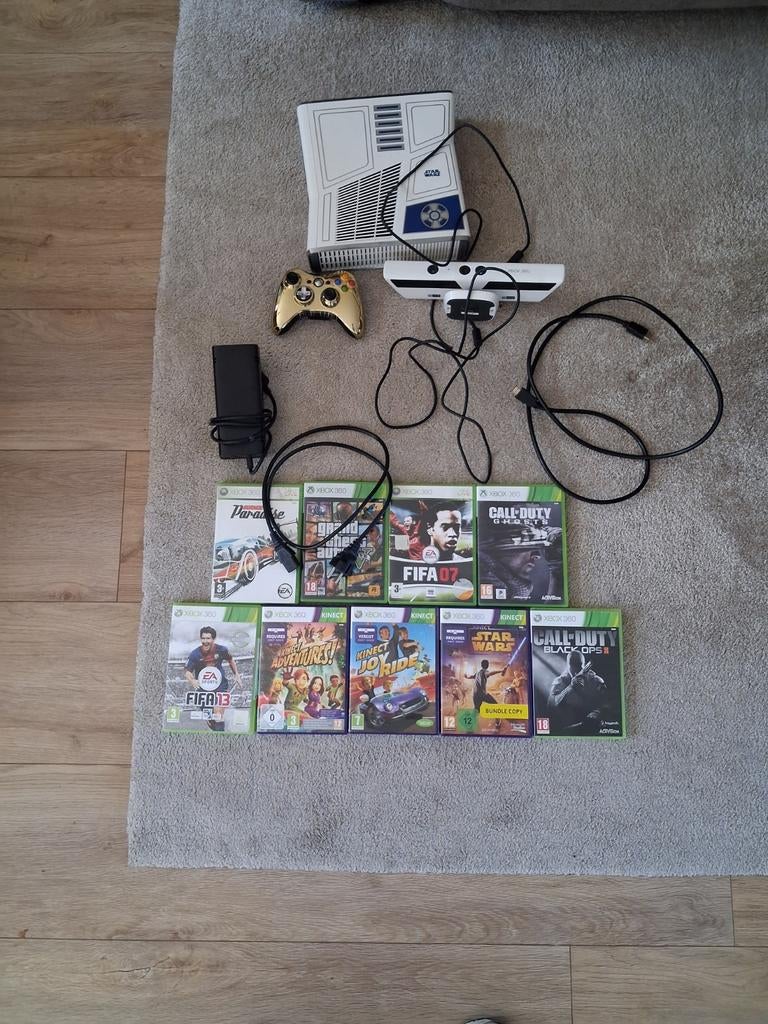 Xbox 360 Star Wars editie met 9 spellen en controller, Ophalen, Zo goed als nieuw, Met 1 controller, Met kinect