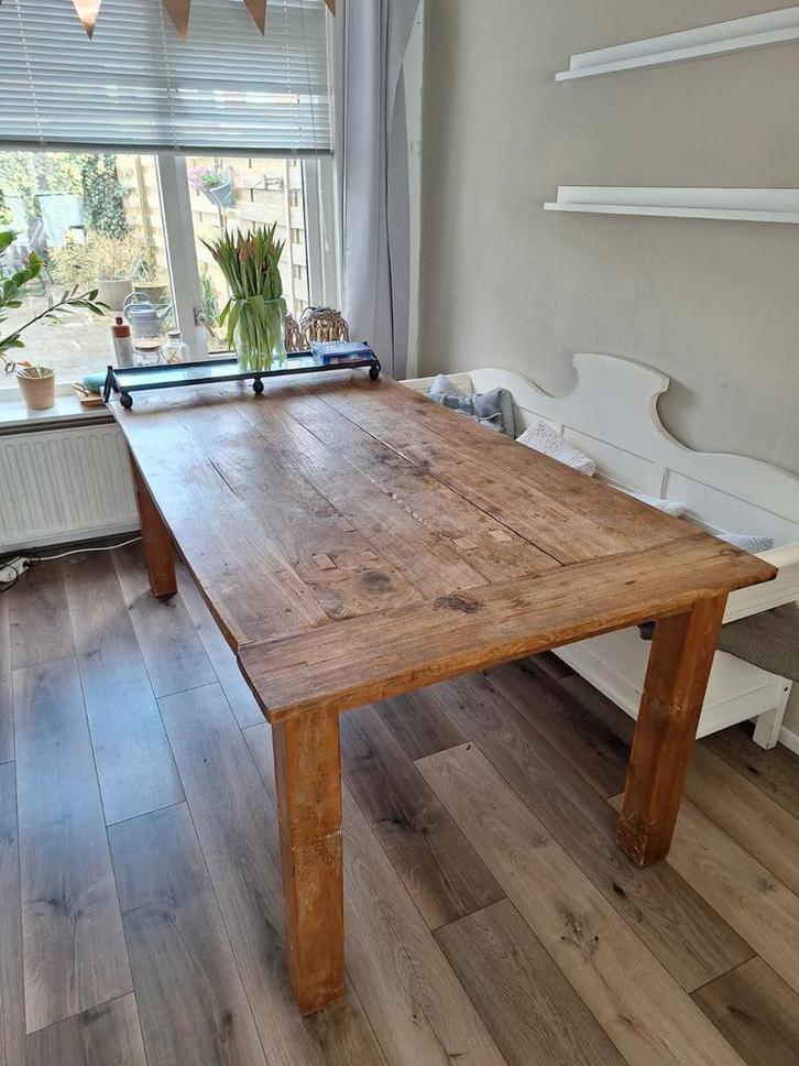Robuuste eettafel 200 x 100 cm, Huis en Inrichting, Tafels | Eettafels, Gebruikt, 100 tot 150 cm, 150 tot 200 cm, Vier personen