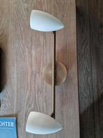 Messing retro wandof plafondlamp met 2 glazen kapjes, Huis en Inrichting, Lampen | Wandlampen, Ophalen of Verzenden, Gebruikt