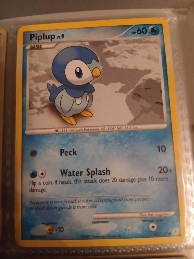 Pokémon Kaart Piplup LV.9 (93/130) - Diamond & Pearl, Ophalen of Verzenden, Gebruikt, Losse kaart