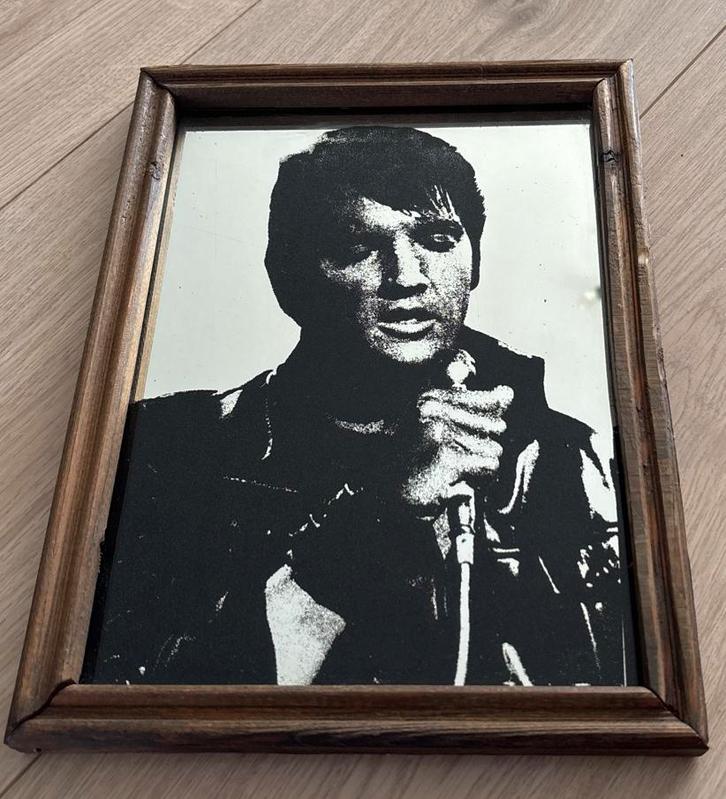 Vintage Elvis Presley Spiegel - Uniek Verzamelobject, Verzamelen, Muziek, Artiesten en Beroemdheden, Zo goed als nieuw, Poster, Artwork of Schilderij