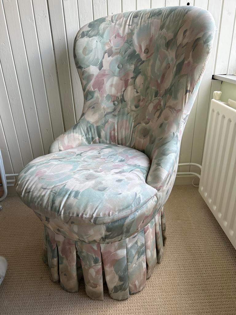 Vintage cottage stoel met bloemmotief, Antiek en Kunst, Ophalen