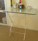 Bijzettafeltje  glas/plexiglas - Advertentie lezen svp., Ophalen, Rond, 55 tot 75 cm, Glas