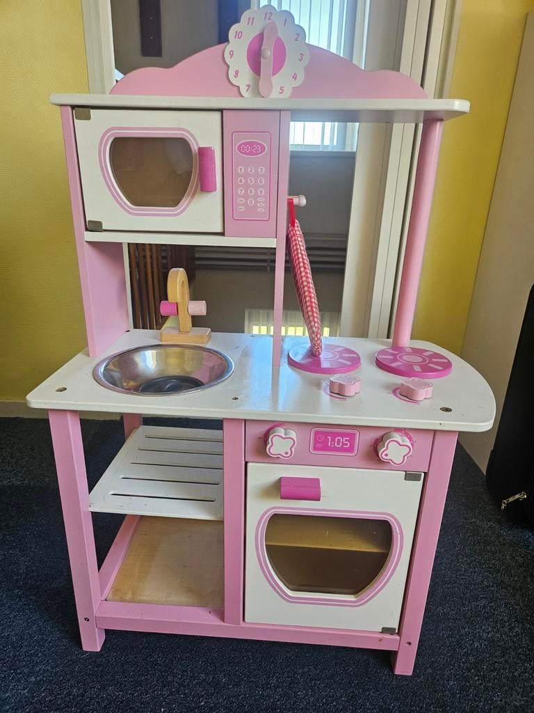 Roze houten speelkeuken met accessoires, Ophalen, Gebruikt, Hout, Speelkeuken