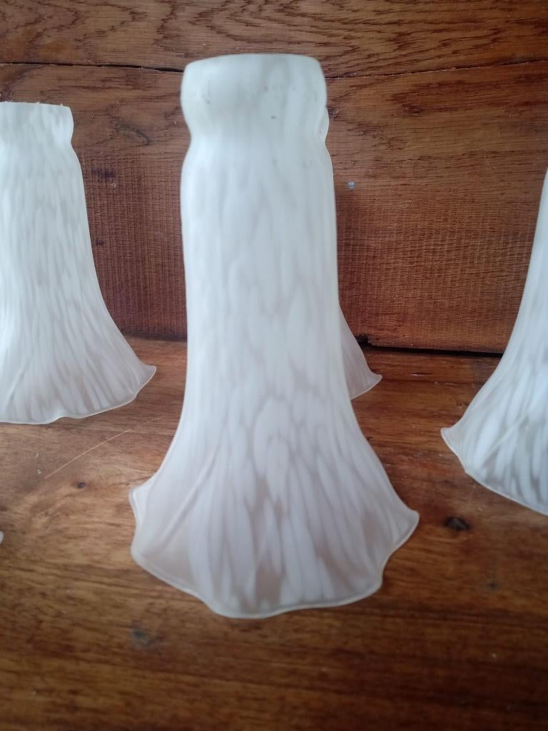 Matglazen lampenkapjes, Wit, Ophalen of Verzenden, Zo goed als nieuw, Tiffany