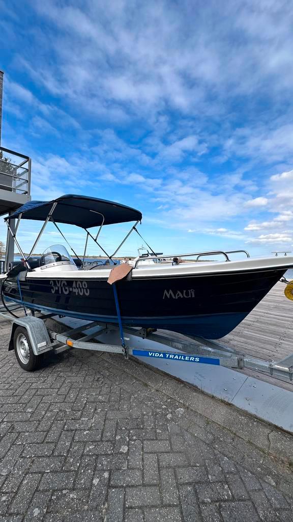 Amigo Sport 410 met 20 pk Yamaha en trailer, Watersport en Boten, Vis- en Consoleboten, Gebruikt, 10 tot 30 pk, 3 tot 6 meter