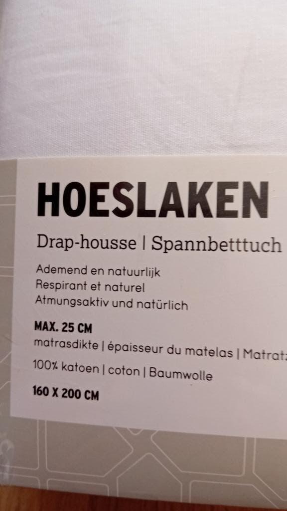 Hoes laken wit katoen 2 pers, Huis en Inrichting, Slaapkamer | Beddengoed, Ophalen of Verzenden, Nieuw, Tweepersoons, Wit
