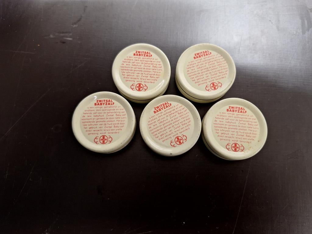 5 oude blikjes zwitsal baby-zalf, ?, Zo goed als nieuw, Zwitsal, ?