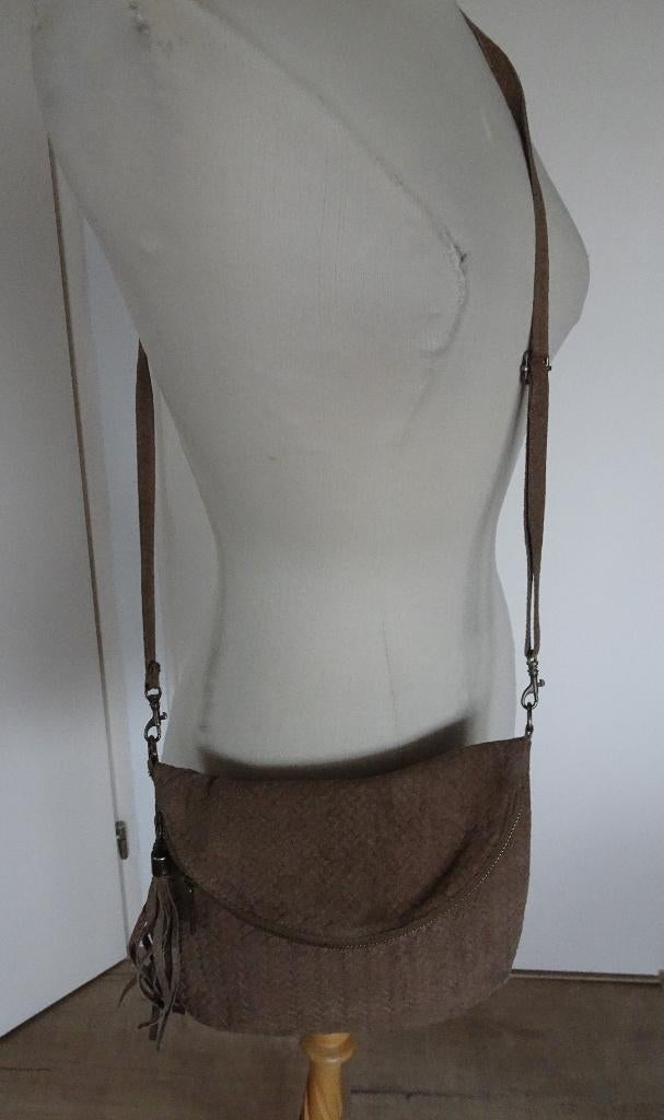 LEREN TASJE *, Ophalen of Verzenden, Zo goed als nieuw, Bruin, Schoudertasje