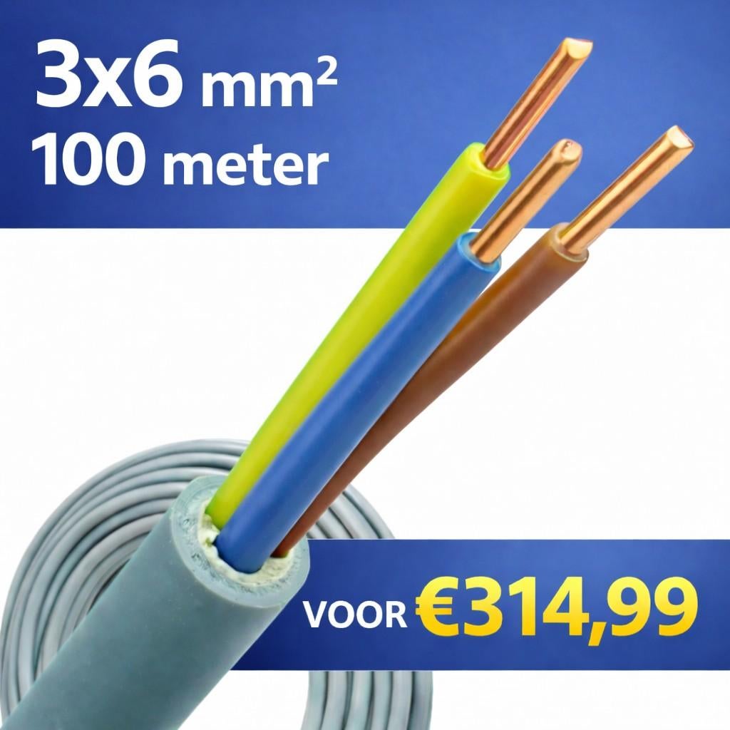 YMvK kabel 3x6mm², Ophalen of Verzenden, Nieuw, Kabel of Snoer