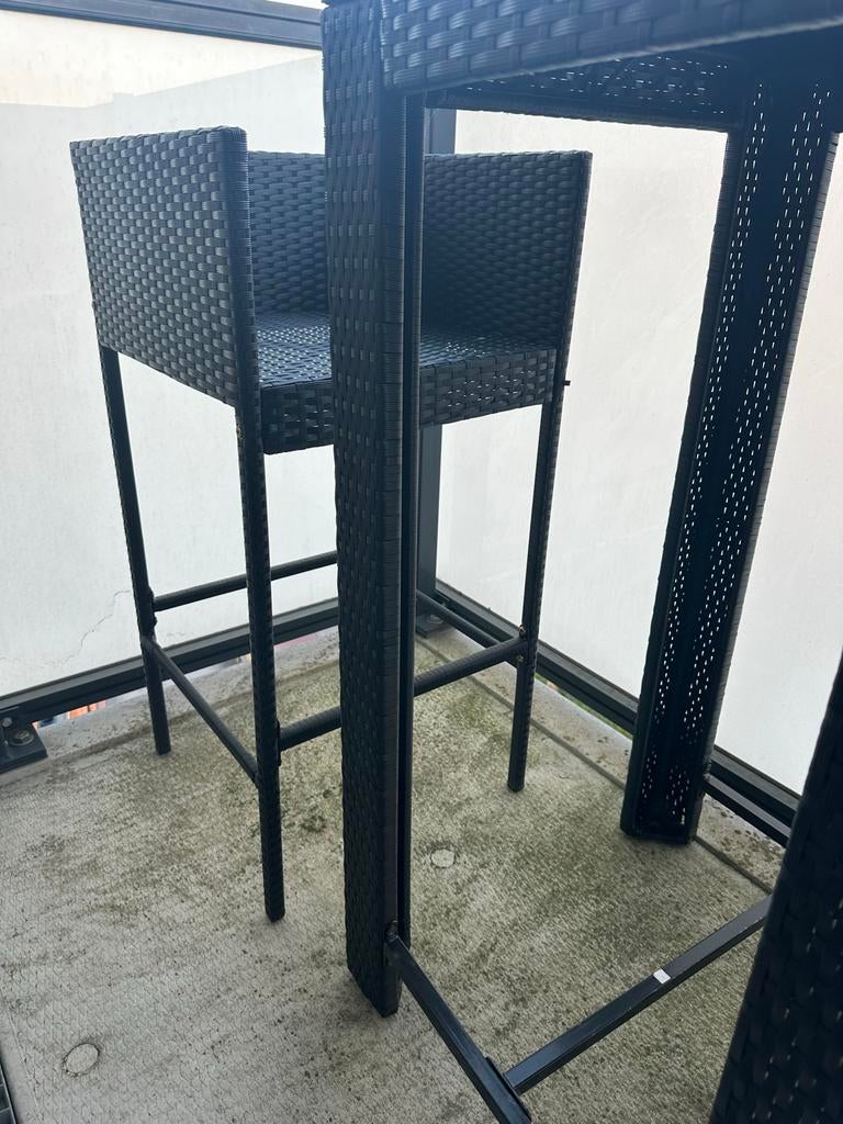 Stijlvolle bar tafel set - Wicker design, Tuin en Terras, Tuintafels, Ophalen, Gebruikt, Vierkant, Wicker