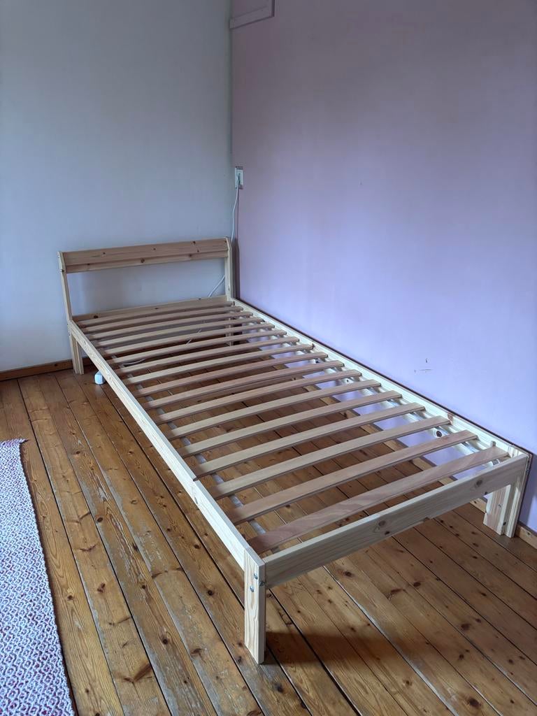 Houten bedframe met lattenbodem IKEA 90x200 cm, 90 cm, Eenpersoons, Wit, Ophalen of Verzenden