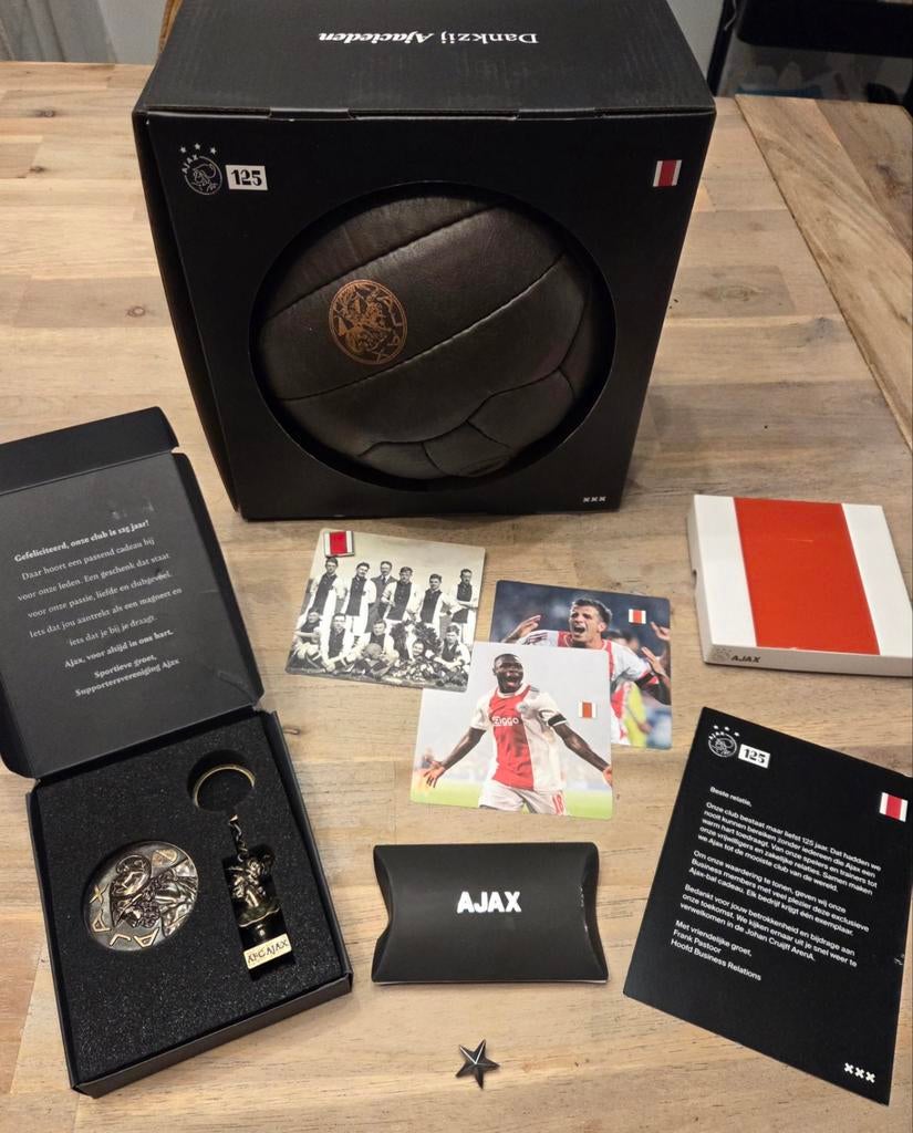 Zeldzame AJAX Amsterdam set 125 jaar bal ster speld oud logo, Verzamelen, Ophalen of Verzenden, Nieuw, Ajax, Overige typen