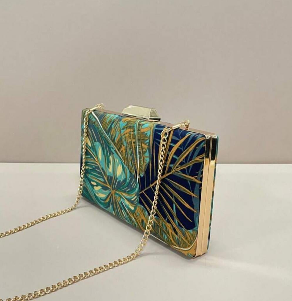 Nieuwe Avondtasje met Tropische Bladprint, Ophalen, Nieuw, Blauw