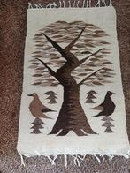 Handgemaakt Geweven Kleed met Boom Motief - 68x117 cm, Gebruikt, 100 tot 150 cm, Bruin, Rechthoekig