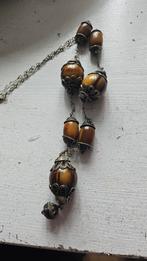 Vintage ketting met bakelieten/amber kralen, Sieraden, Tassen en Uiterlijk, Kettingen, Ophalen of Verzenden
