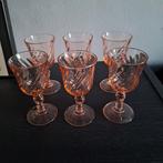 Vintage Luminarc Rosaline Roze Swirl Borrelglaasjes (6 st.), Ophalen of Verzenden, Gebruikt, Borrel- of Shotglas
