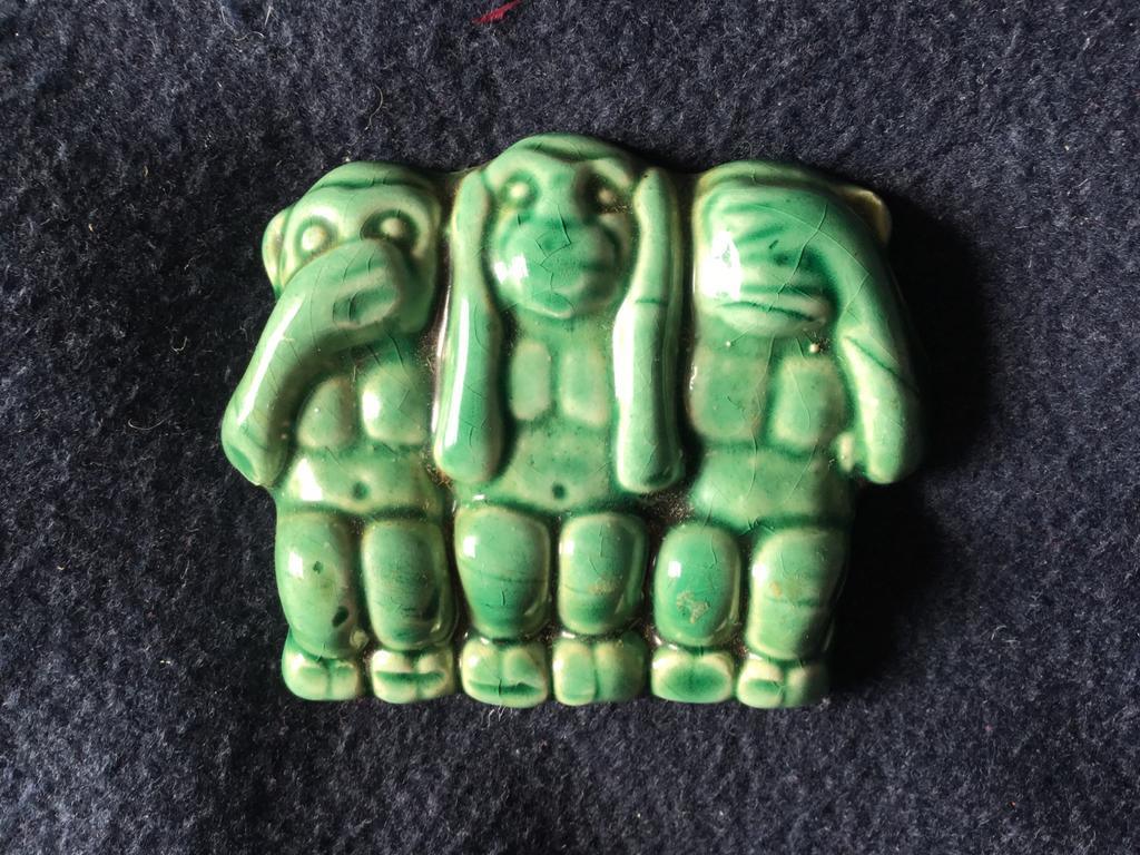 Vintage Beeldje Drie Wijze Apen - Horen Zien Zwijgen, Verzamelen, Ophalen of Verzenden, Gebruikt, Dier