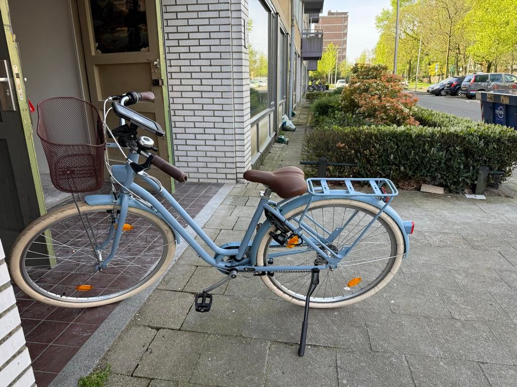 Damesfiets, lichtblauw, Fietsen en Brommers, Fietsen | Dames | Damesfietsen, Overige merken, 53 tot 56 cm, Velgrem, Versnellingen
