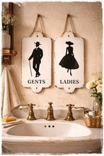 Set 2  metalen borden, 2 x  28 x 14 cm, victoriaanse stijl, Ophalen of Verzenden