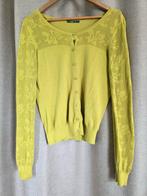 Hema vestje geelgroen opengewerkt katoen, Geel, Maat 42/44 (L), Ophalen of Verzenden, Gedragen