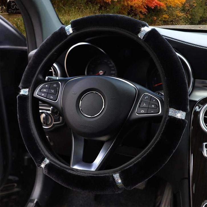 Zwarte Glitter Auto Stuurhoes / Zwart Stuur Hoes Cover, Auto diversen, Auto-accessoires, Nieuw, Verzenden