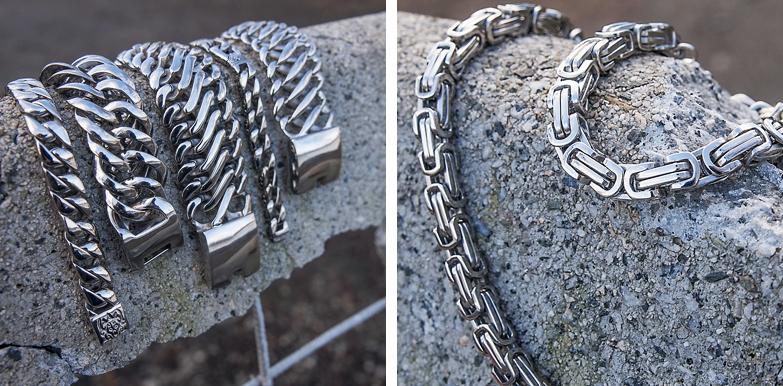 div rvs heren dames kettingen hangers armbanden en ringen., Verzenden, Nieuw, Zilver, Staal