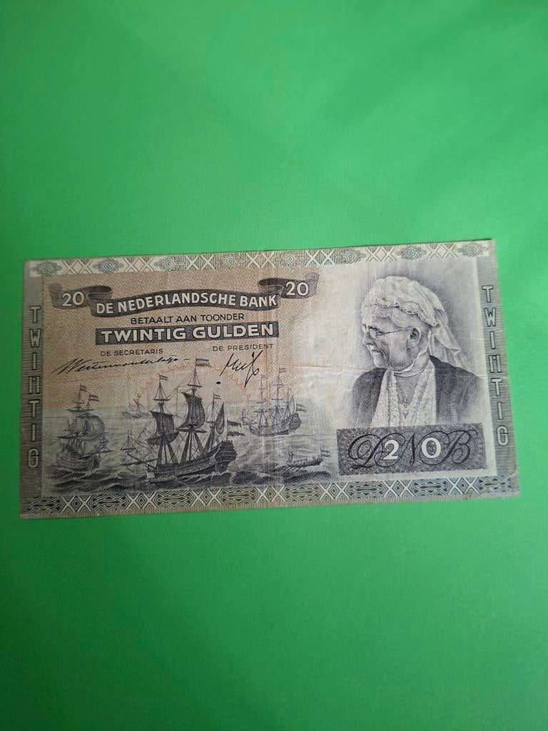 20 gulden emma overdruk en replacement uit 1941 in ZF, Ophalen of Verzenden, 25 gulden, Los biljet