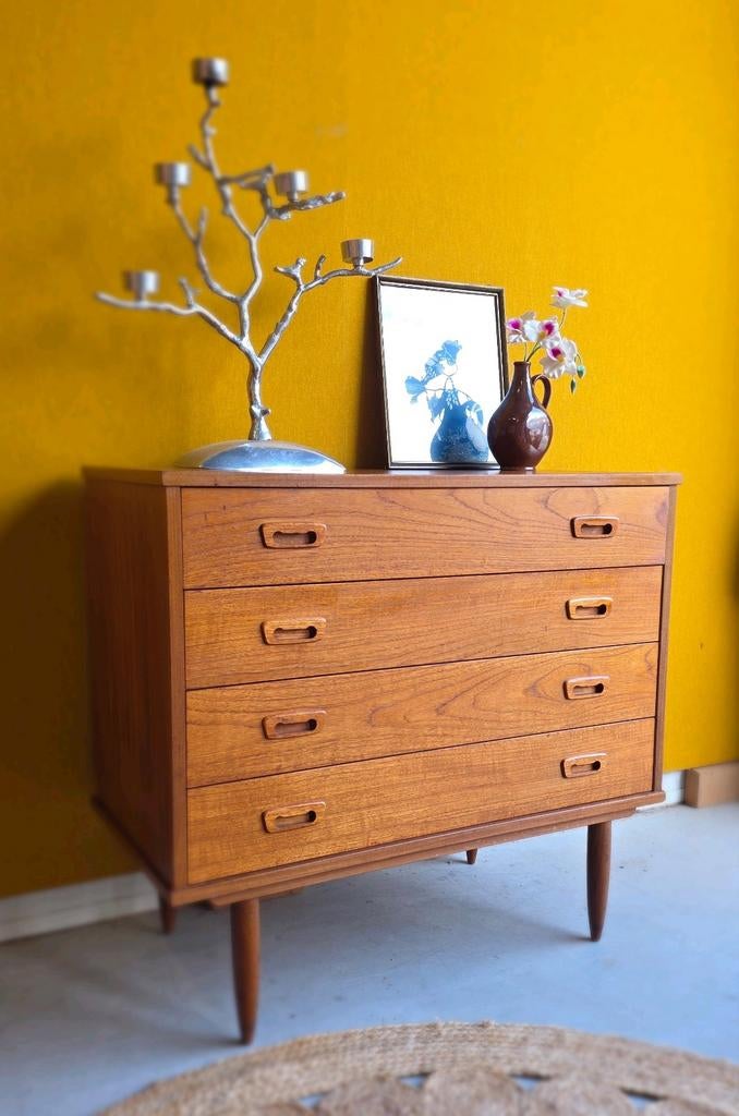 Farina Deens ladekastje teakhout fineer, Ophalen, Retro vintage Scandinavisch design, Gebruikt, Farina