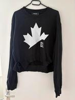 Dsquared2 Cropped Sweater Zwart met Wit Logo Maat L, Ophalen of Verzenden, Zo goed als nieuw, Maat 42/44 (L), Zwart