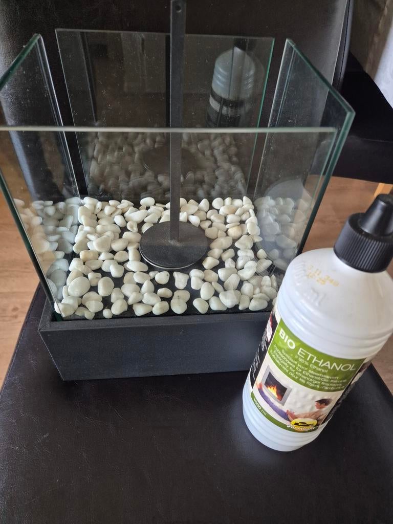 Sfeervolle bio-ethanol gelhaard met kiezelstenen nieuw, Ophalen of Verzenden, Nieuw, Vrijstaande haard, Gelhaard