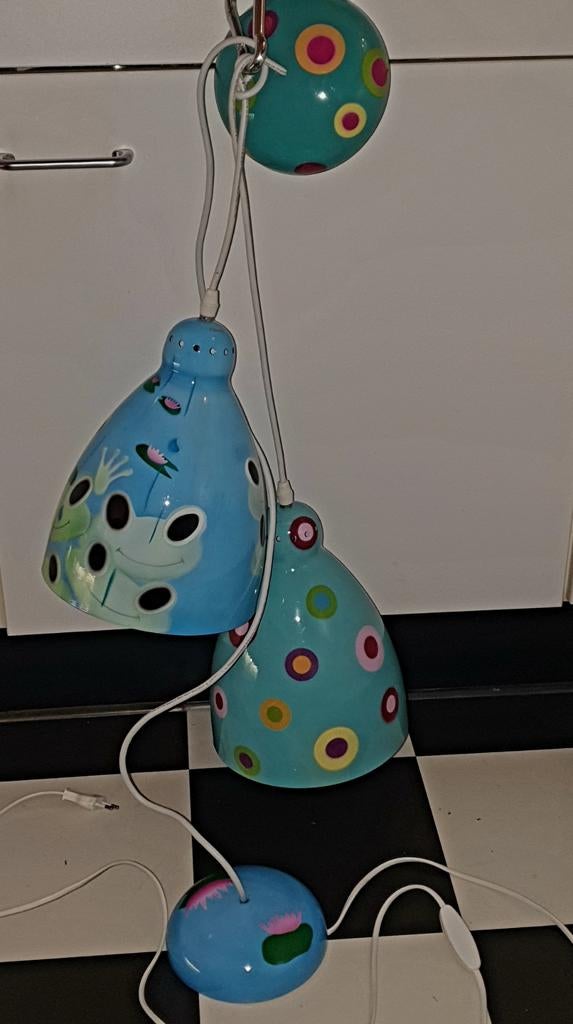 Pylones hanglampjes globetrotter + kikker, Ophalen, Zo goed als nieuw, Metaal, Modern