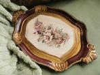 Vintage Italiaans dienblad hout en goud  +-38cm Miekje, Ophalen of Verzenden