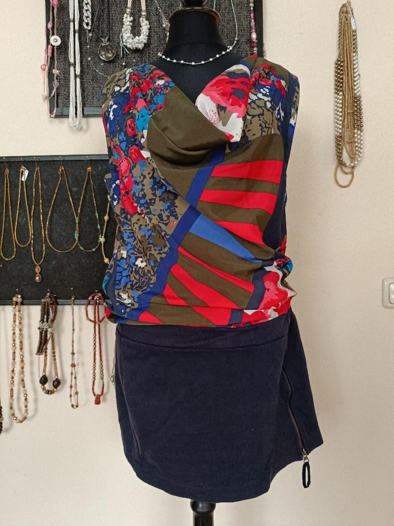Jurk mini merk Dept maat M /38 /10 kleur rood donkerblauw, Maat 38/40 (M), Ophalen of Verzenden, Zo goed als nieuw, Boven de knie