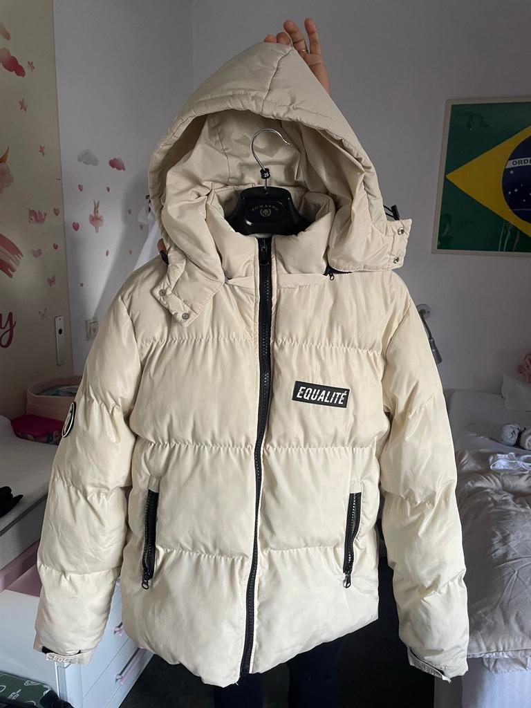 Stijlvolle Crèmekleurige Winterjas Heren Maat M - EQUALITÉ, Ophalen of Verzenden, Gedragen, Maat 48/50 (M), Beige