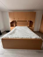 Eikenkleurig bed met ombouwkast, INC. lattenbodem en matras, Overige kleuren, Tweepersoons, Ophalen of Verzenden, Zo goed als nieuw