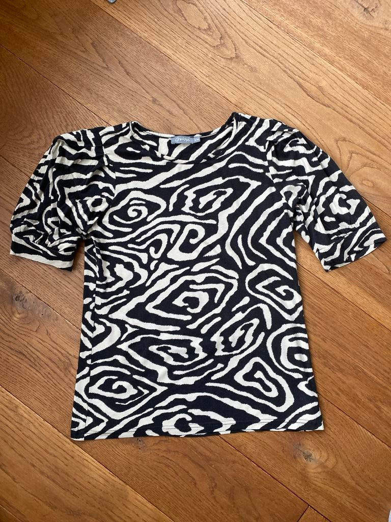 Geisha T-shirt zwart ecru maat S/36, Kleding | Dames, T-shirts, Zwart, Ophalen of Verzenden, Zo goed als nieuw, Korte mouw