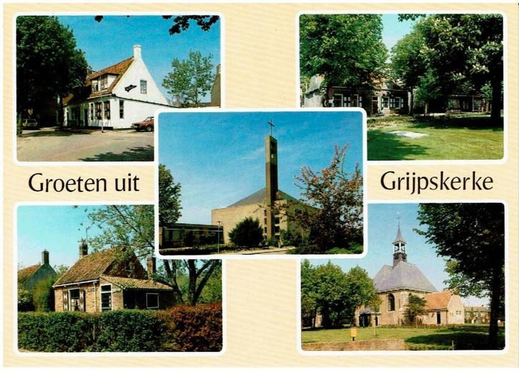 Ansichtkaart Grijpskerke, 5-luik, kerk, historische gebouwen, Verzamelen, Ansichtkaarten | Nederland, Ongelopen, Zeeland, 1980 tot heden