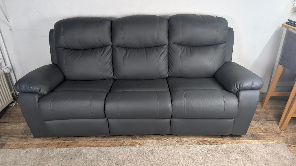 3 Zitsbank RELAXLUX Leder Grijs/Antraciet, Gebruikt, Minder dan 75 cm, Design, Driepersoons